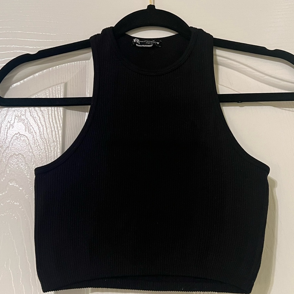 Zara Black Ribbed Tank Top